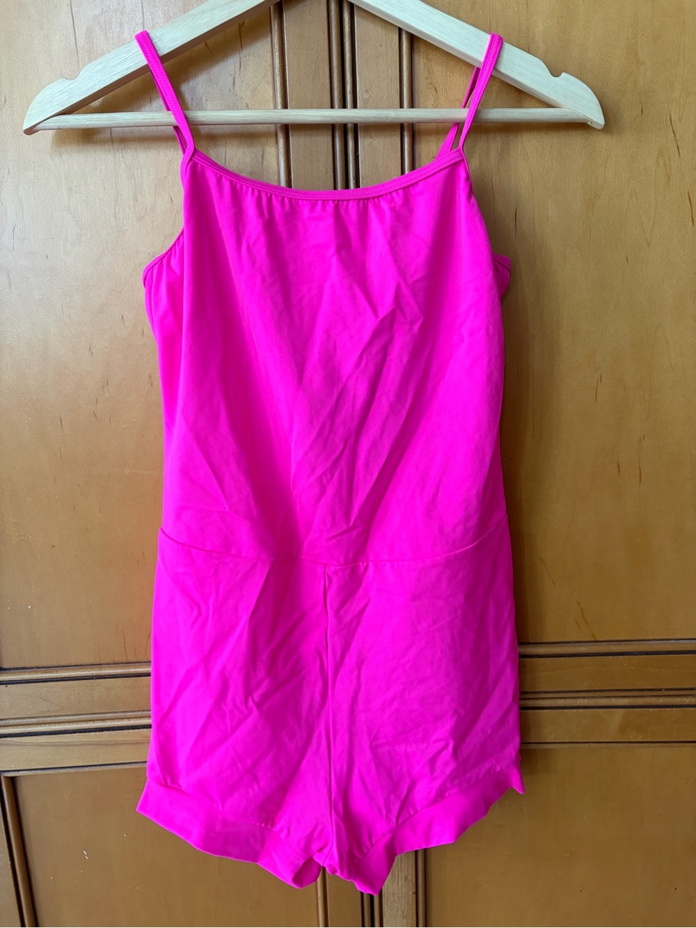 NWOT Balera Hot Pink Spaghetti Strap Dance Biketard / Unitard Sz MA